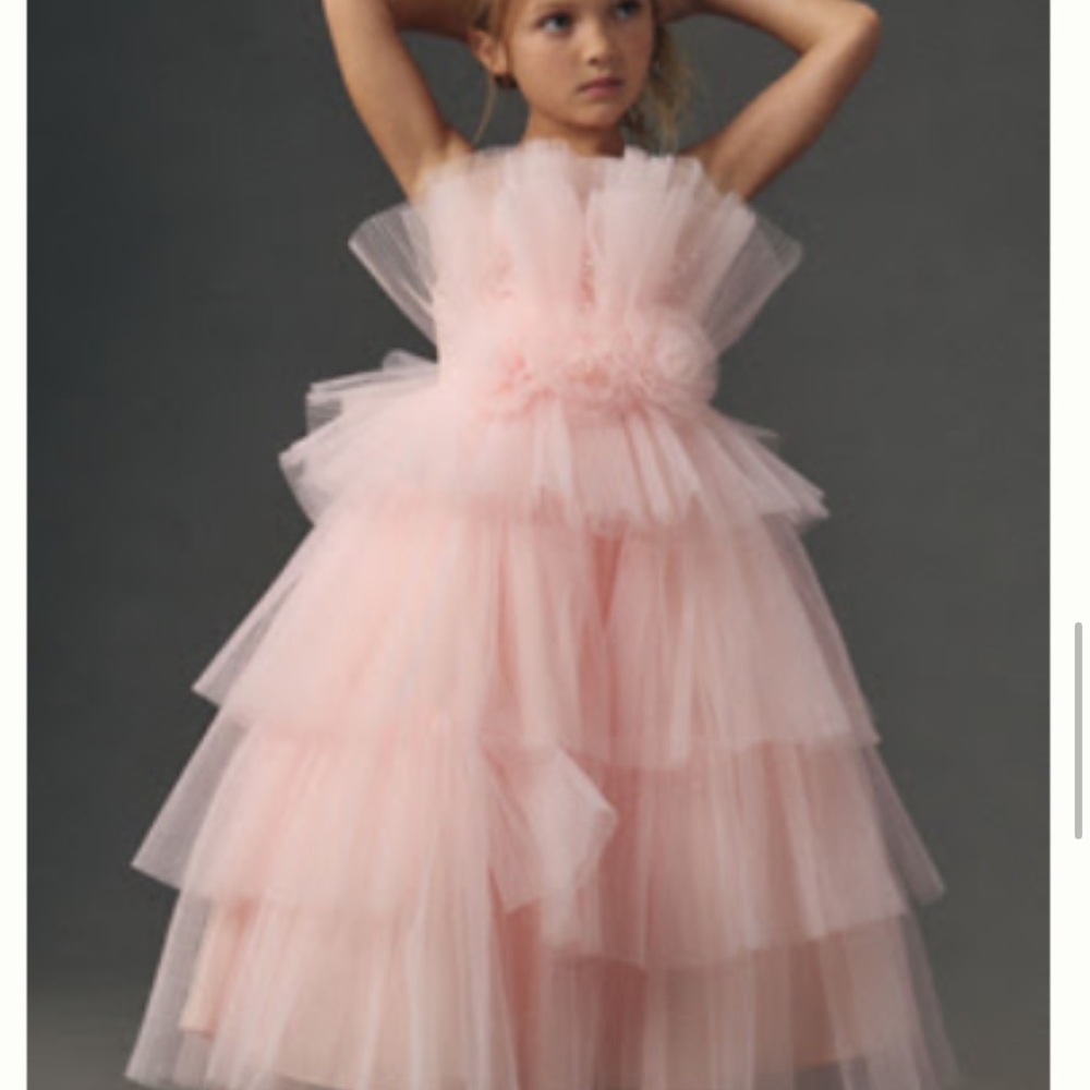 Elegant Pink Tulle Kids Formal Dress
